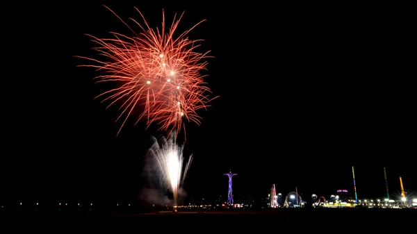 Coney Island Beach Fireworks — Stock Photo, Image