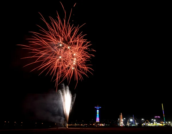 Coney Island Beach Fireworks — Stock Photo, Image