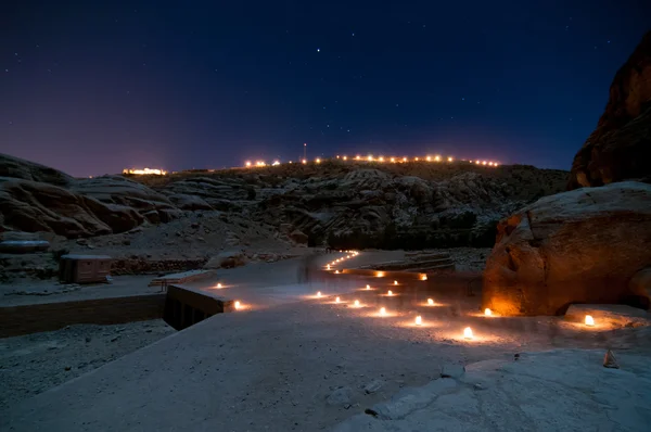 Petra, Jordania de noche —  Fotos de Stock