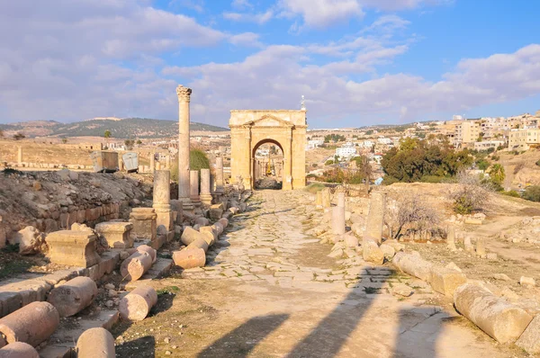 Römischer Tetrapylon in jerash, jordan — Stockfoto