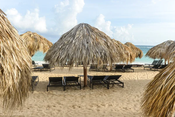 Beach Umbrella of Palm, Dominican Republic — Stock Photo, Image