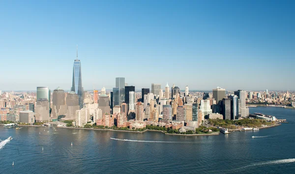 Вид с воздуха на Манхэттен, Нью-Йорк — стоковое фото