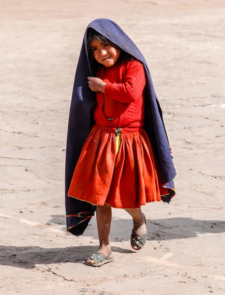 Menina peruana local, Lago Titicaca, Peru — Fotografia de Stock