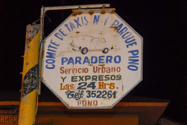 Taxi Service Sign, Lake Titicaca, Peru — Stock Photo, Image