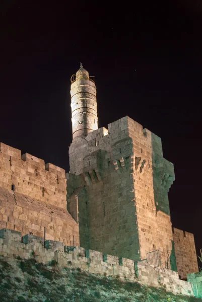 Turm von david, jerusalem bei Nacht — Stockfoto