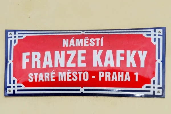 Franz Kafka Street Sign - Prague, Czech Republic — Stock Photo, Image