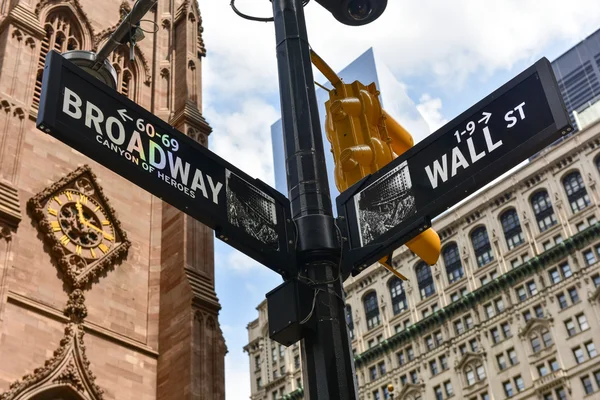 Breitstraße und Wall st, manhattan — Stockfoto