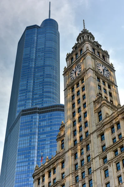 트럼프 타워, 리 글 리 빌딩 시카고 — 스톡 사진