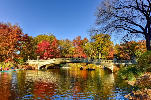 Köprü, sonbahar Central Park'ta yay — Stok fotoğraf