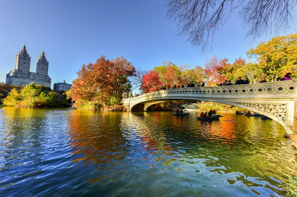 Köprü, sonbahar Central Park'ta yay — Stok fotoğraf