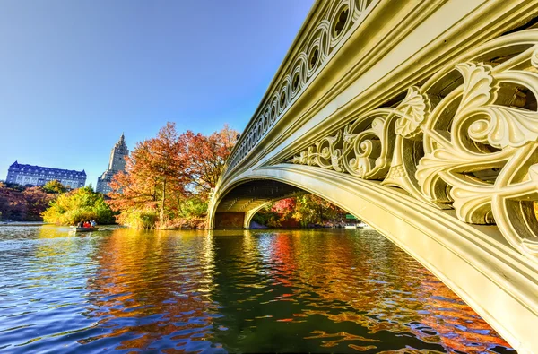 Köprü, sonbahar Central Park'ta yay — Stok fotoğraf