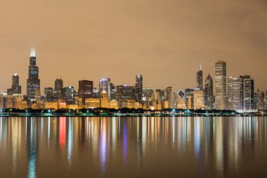 Chicago Skyline at Night clipart