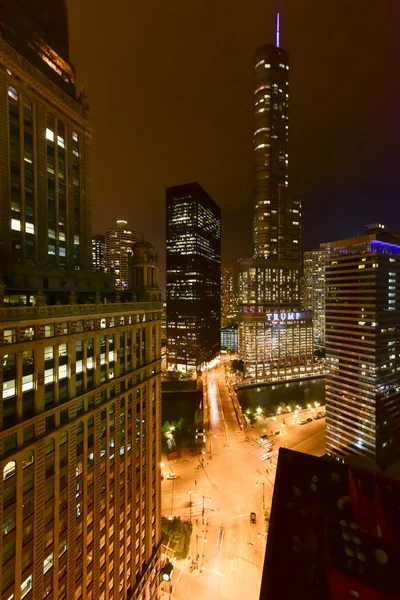 Chicago skyline på natten — Stockfoto