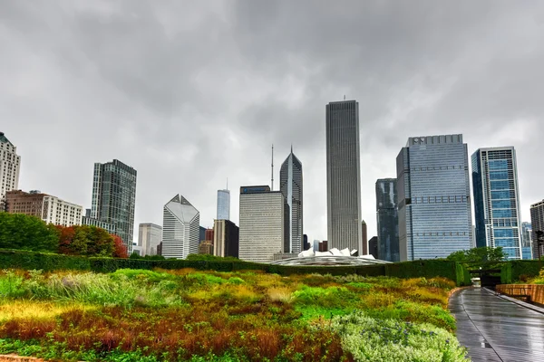 Chicago Skyline Vue depuis le jardin de Lurie — Photo