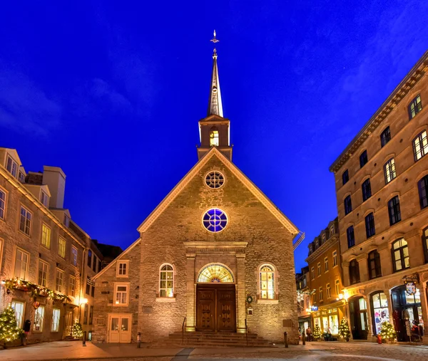 Notre Dame des Victoires na cidade de Quebec — Fotografia de Stock