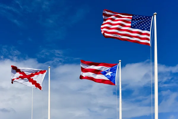 Flags atop El Morro Fortress Puerto Rico — Stock Photo, Image