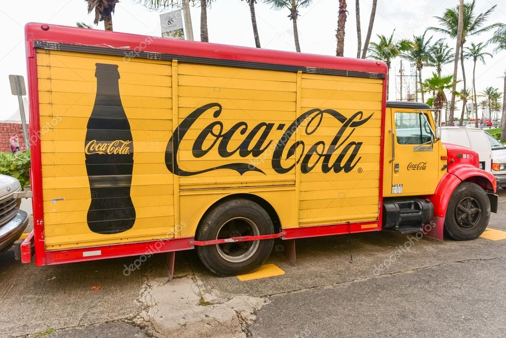 San Juan, Puerto Rico - December 25, 2015: Classic Coca-Cola Delivery truck in San Juan, Puerto Rico.