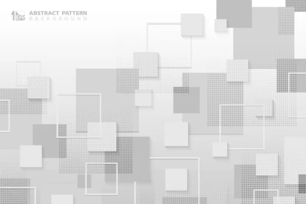 Abstrakcyjny Biały Szary Kwadratowy Wzór Technologii Szablonem Półtonowym Wzornictwo Cyfrowego — Wektor stockowy