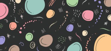 Çizim şablonlu karalama tasarımı çiziminin soyut mutluluk çizgisi. Renkli fırça arka planı. illüstrasyon vektörü