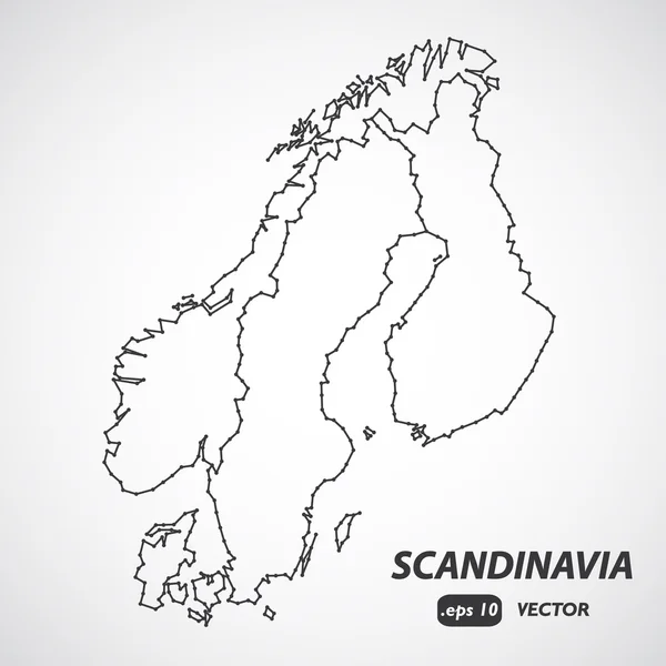 Scandinavia borders map, scandinavia map vector, Denmark, Norway, Sweden and Finland — Stock Vector