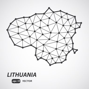 Vektör poligonal Litvanya Haritası. Ülke düşük Poli tarzı gri Haritası. EPS illüstrasyon, infographics için geometrik tarzı