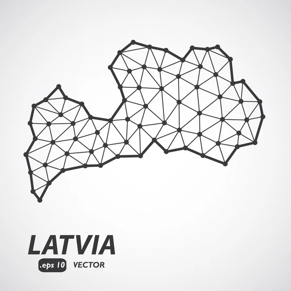 Vektor månghörnigt Lettland karta. Grå karta över land i låga poly stil. EPS-Illustration i geometrisk stil för din infographics — Stock vektor