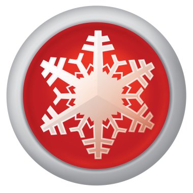 Kırmızı kar tanesi düğme simgesi gerçekçi vektör çizim