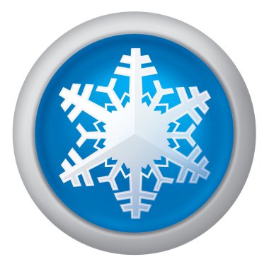 Mavi kar tanesi düğme simgesi gerçekçi vektör çizim