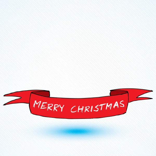 Vector red retro ribbon merry christmass banner — Stock Vector