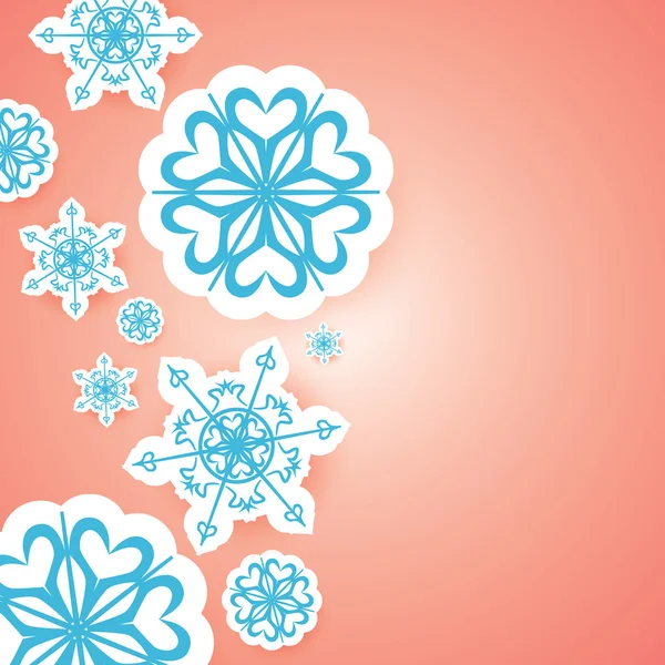 Wesołych Świąt Bożego Narodzenia kartkę z życzeniami, białe płatki śniegu na czerwonym tle z miejsce na Twój tekst — Wektor stockowy