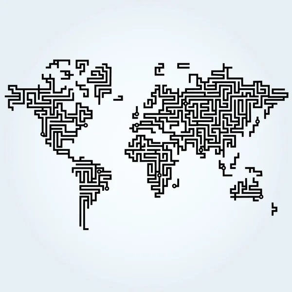 World map connected with Circuit board lines — Stock Vector