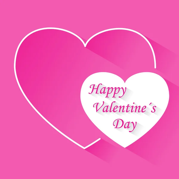 Valentin-nap rózsaszín vector háttér a két szív a shadow — Stock Vector