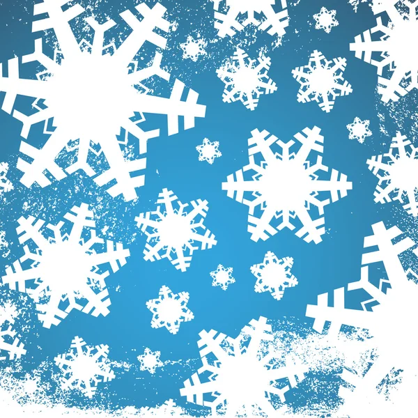 Winter blue and white christmas background / texture with snowflakes and white grunge — Stock Vector