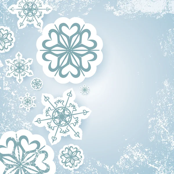 Vector de fondo de Navidad abstracto azul con copo de nieve y grunge de nieve blanca — Vector de stock