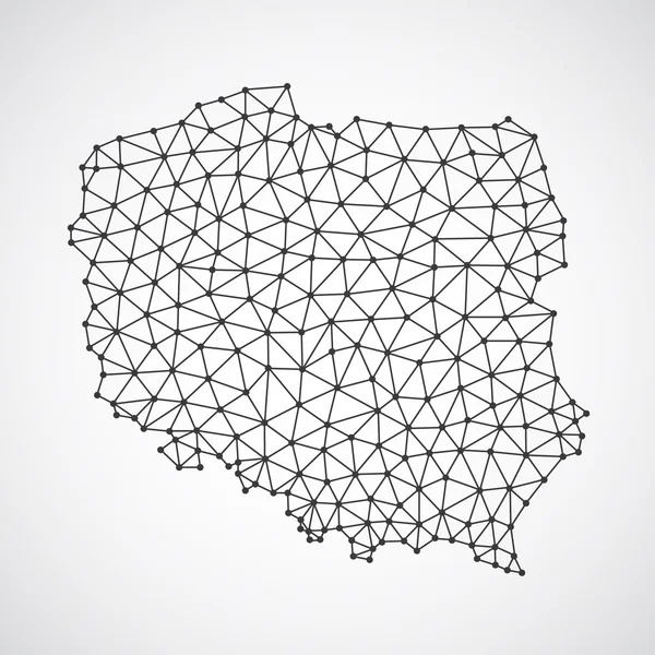 Low poly Poland map illustration. Point and geometrical form, structure line comunication concept — Stock Vector