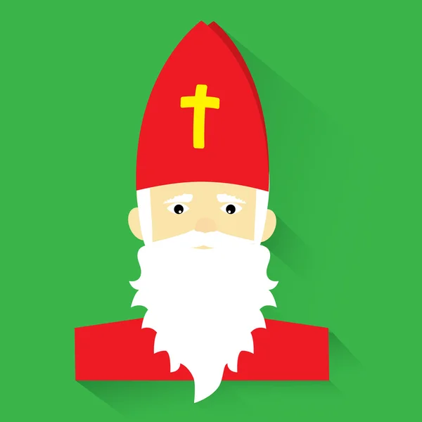 Saint Nicholas på grön bakgrund, platt design, vektor illustration — Stock vektor