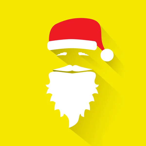 Diseño plano Vector Santa Claus Cara sobre fondo amarillo. Icono. Tarjeta de felicitación . — Vector de stock