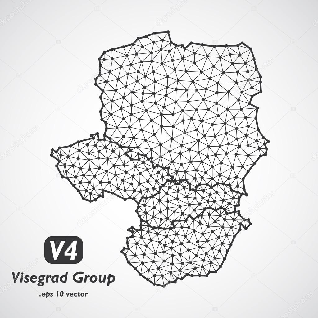 Low poly Visegrad Four map. Group of middle Europe states - Slovakia, Poland, Hungary, Czech republic