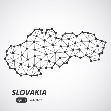 Kenarlık - stilize Infographic moleküler kavramı - vektör çizim ile düşük Poli Slovakya Haritası