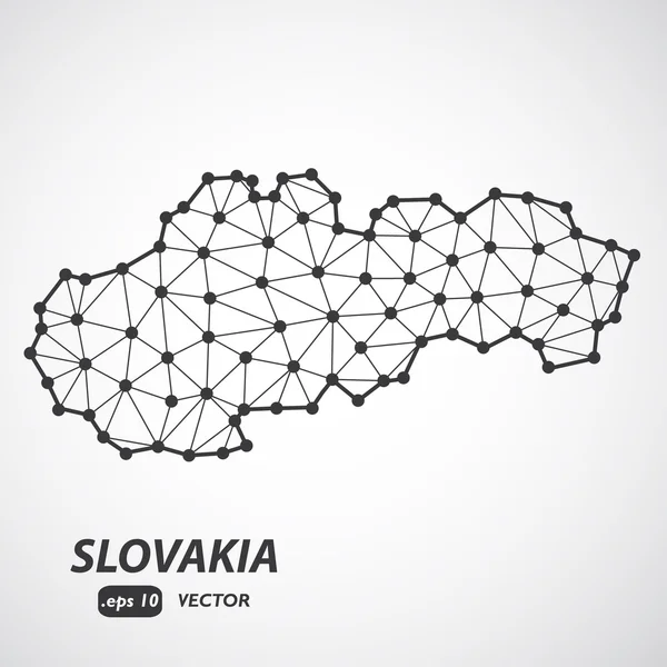 Kenarlık - stilize Infographic moleküler kavramı - vektör çizim ile düşük Poli Slovakya Haritası