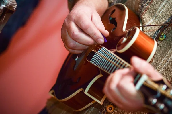 Eller komuta sizde mandolin çalmaya kadar kapatın — Stok fotoğraf