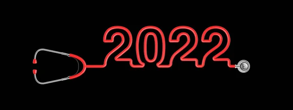 Estetoscópio Ano 2022 Ilustração Tubos Estetoscópio Formando Ano 2022 Texto — Fotografia de Stock