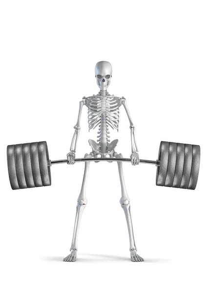 Fitness Skeleton Deadlift Ilustración Figura Esqueleto Humano Masculino Levantando Pesadas — Foto de Stock