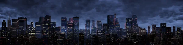 Панорама міста ніч — стокове фото