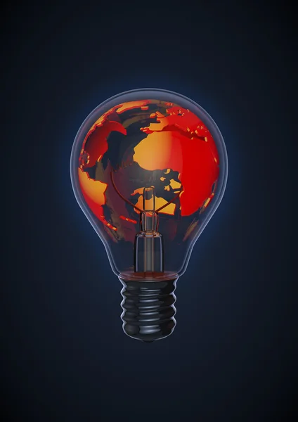 赤い地球電球 — ストック写真