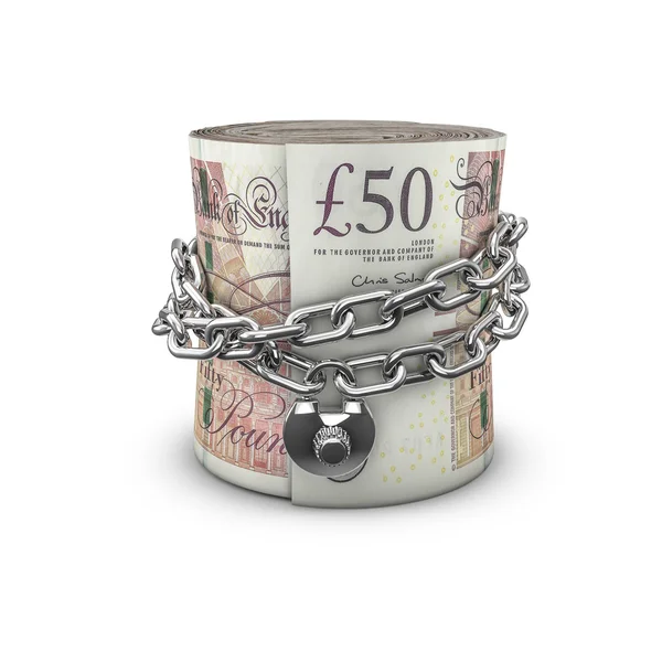 Chained money roll pounds — 스톡 사진