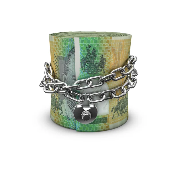 Chained money roll Australian dollars — 스톡 사진