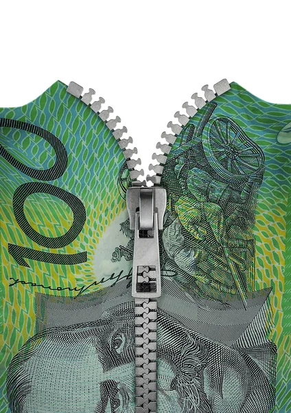 Zippered hundred Australian dollar note — Stock Photo, Image
