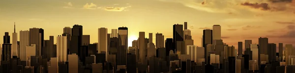 Stadtpanorama bei Sonnenaufgang und Sonnenuntergang — Stockfoto