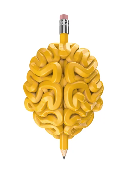 Concepto de cerebro a lápiz — Foto de Stock